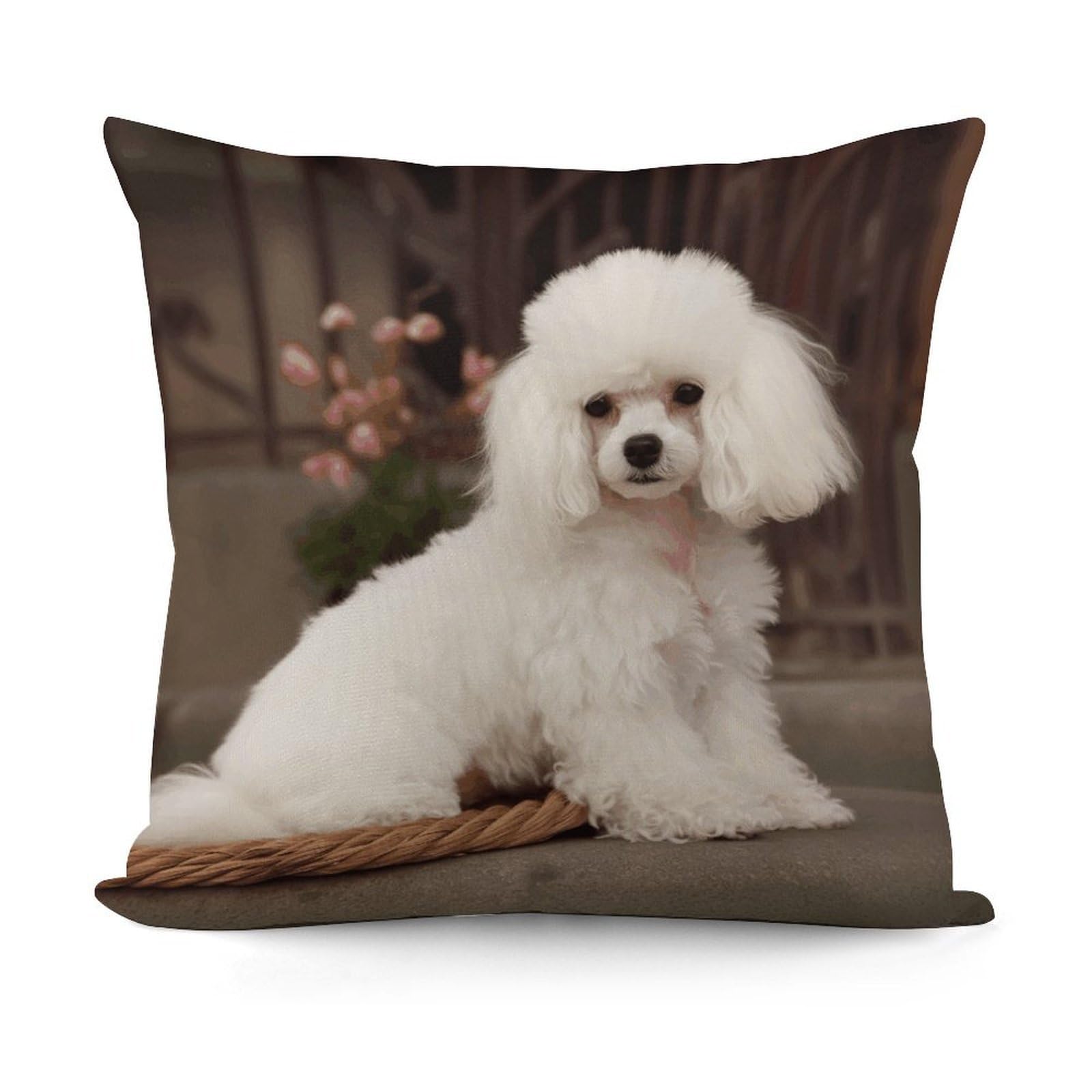 VstaDank French Poodle Throw Pillow Covers Fade-Resistant Plush Pillow Case Cozy Square Cushion Case Removable Pillowcase Exquisite Pillow Shams Soft Pillow Protector 18"x18"