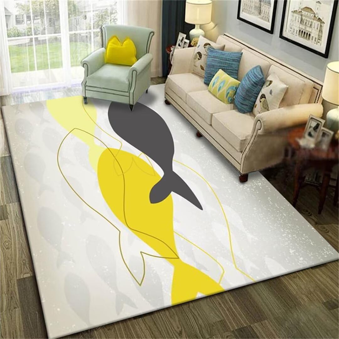 Tapis long couloir et chambre d'enfant jaune lavable 160X200