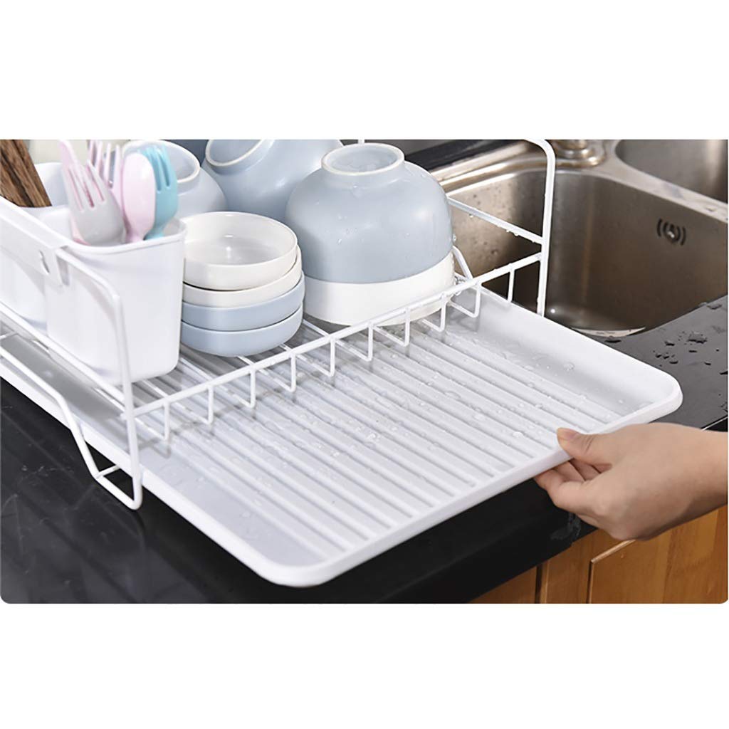 Nero/Bianco cestello di Scarico Piatto scolapiatti Cucina ripiano portaoggetti 43 * 34 * 26 cm. (Colore Bianco)