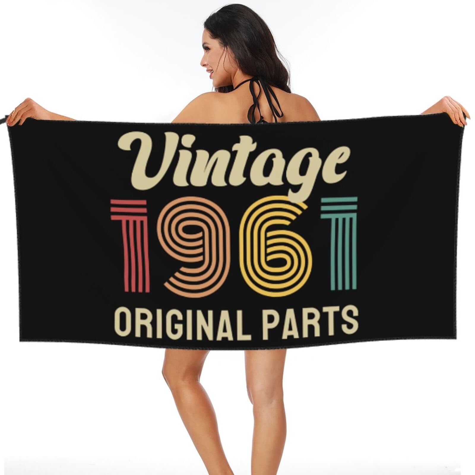 Drap de plage portable vintage 1961 serviette de sauna 80x130cm