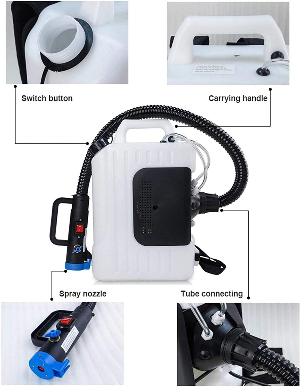 Nebulizzatore Elettrico per Sanificazione - Nebulizzatore Portatile, Nebulizzatore Disinfettante per Luoghi Pubblici/Giardino/Industriale - Nebulizzatori da 10 Litri per la Disinfezione,Grey