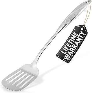 Zulay 14.8 inch Slotted Turner Metal Spatula - Heavy Duty Stainless Steel Spatula for Cooking with Ergonomic Easy Grip Han...