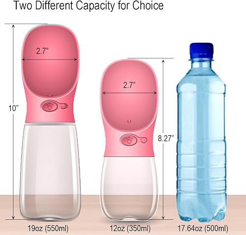 Miniatura 30 de MalsiPree Dog Water Bottle, Leak Proof Portable Puppy Water Dispenser with Drinking Feeder for Pets Outdoor Walking, Hiking, Travel, Food Grade