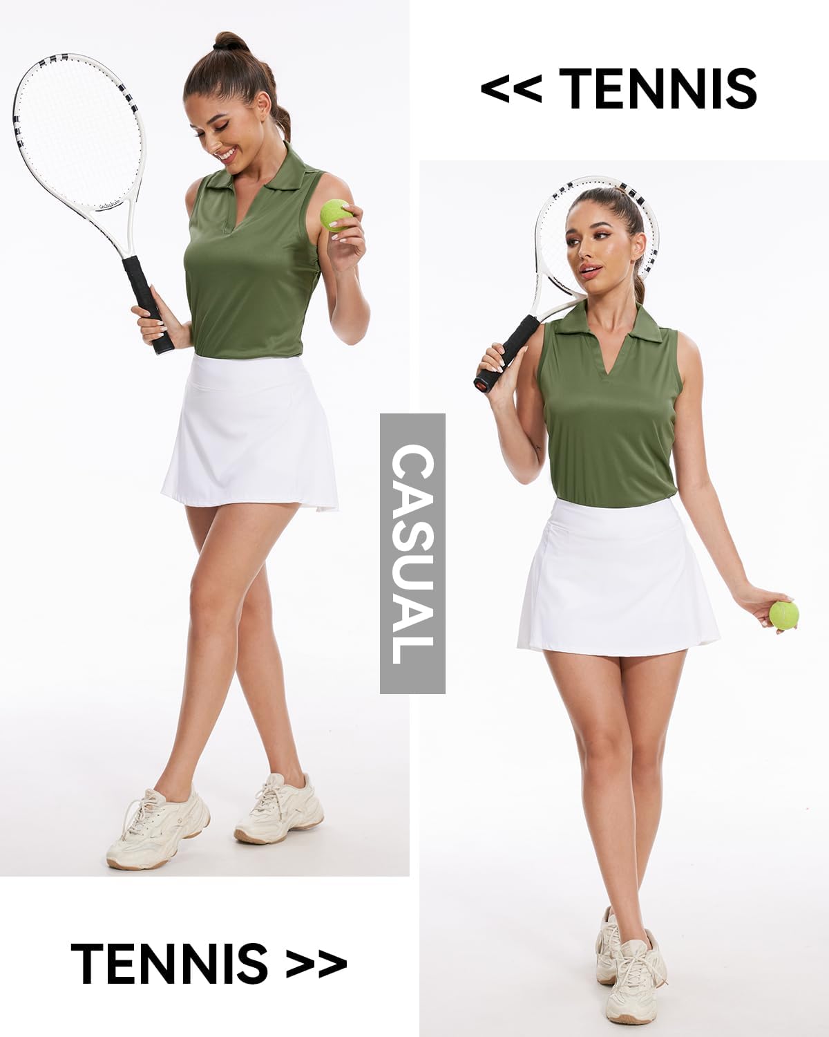 Xelky Sleeveless V Neck Polo Shirts for Women Quick Dry Collared Golf Shirts Athletic Lightweight Tennis Tank Tops - Image 4