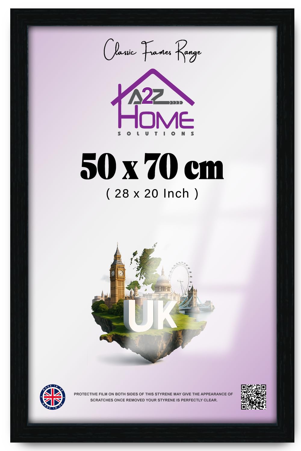 A2z Home Solutions Black Contemporary Large 50 X 70 Cm Wall Frame For Vertical And Horizontal Display With Slim Border For Living Room Gallery Use 28 X 20 Inch Portrait Or Landscape Mount