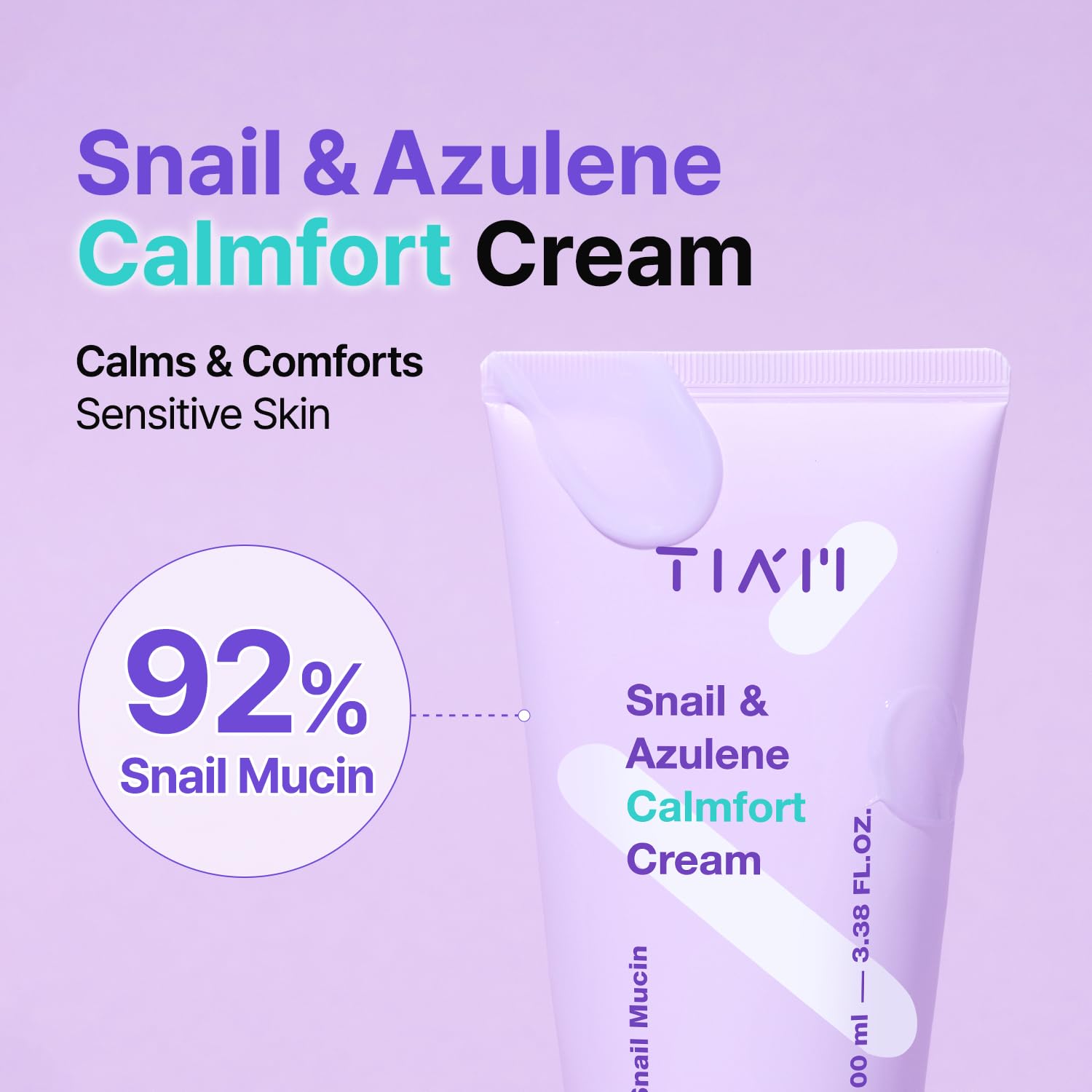 TIA'M TIAM Snail & Azulene Calmfort Cream, 3.38 fl oz, 92% Snail Mucin, Lightweight Calming & Moisturizing Cream for Soft, Glass Skin, Korean Skin Care, Day & Night Moisturizer Face Cream - Image 2