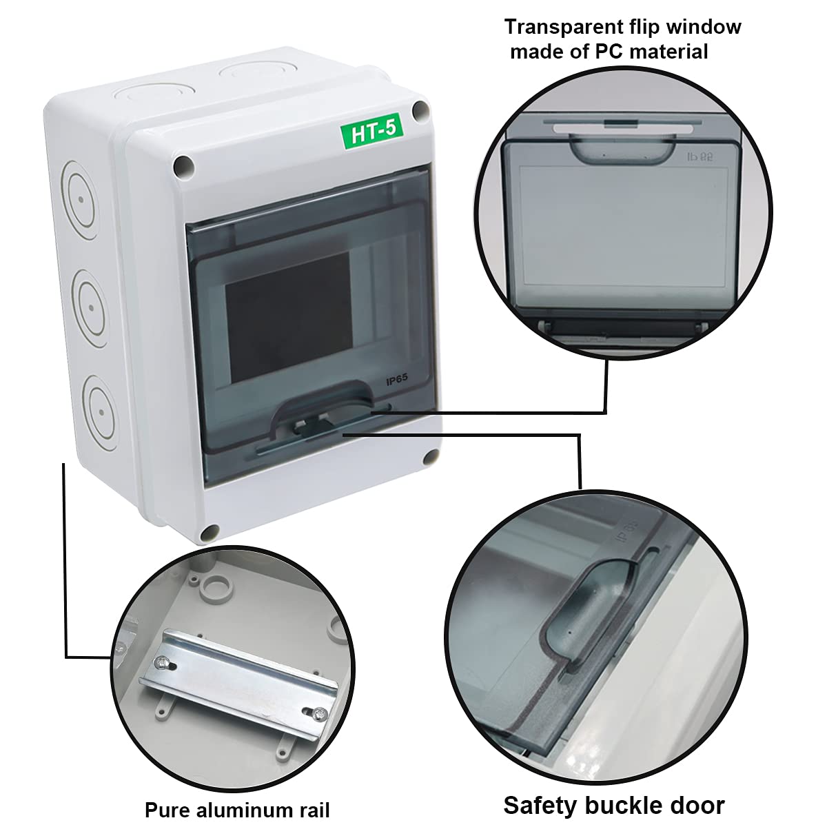 smseace Distribution Protection Box, ABS Plastic Transparent Cover Waterproof Distribution Box IP65, for Indoor Wall Circuit Breaker (5 Way ): Tools & Home Improvement