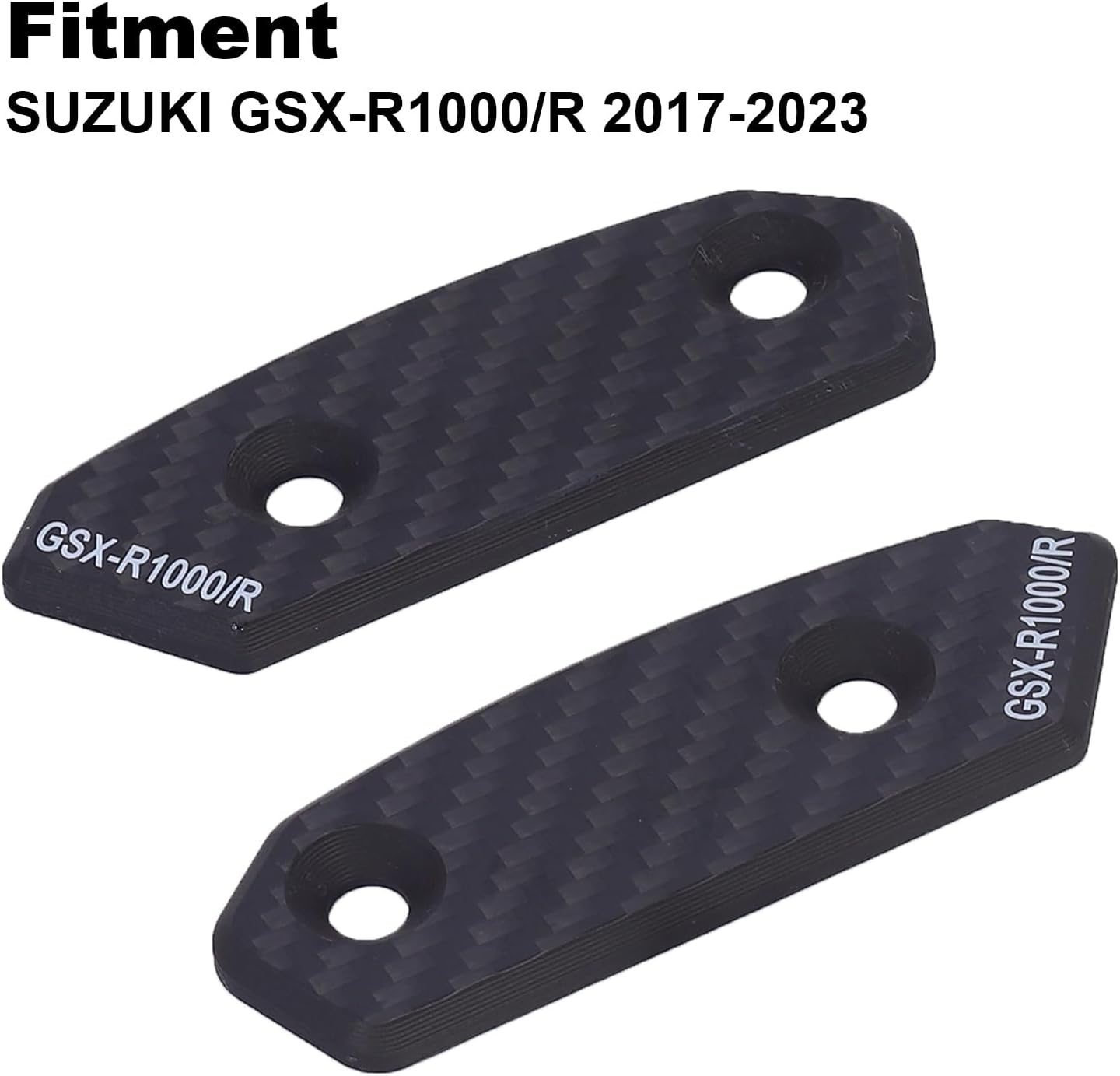 Carbon Fiber Mirror Block Off Base Plates, Decorative Mount Cover Caps Set Fit for SUZUKI GSX-R1000/R 2017-2023
