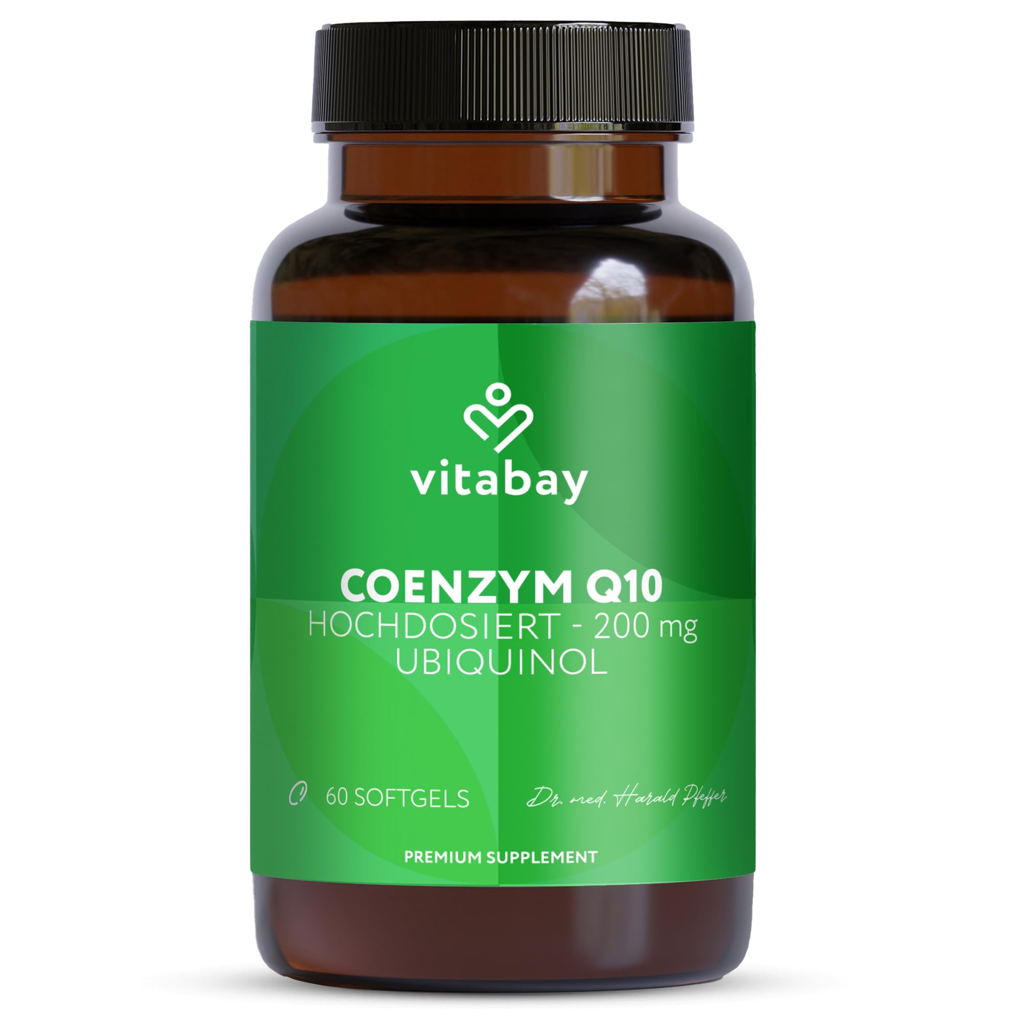 Vitabay Coenzym Q10 Ubiquinol 200 mg – 60 Kapseln – hochdosiert – natürliches Q10 in aktiver Form (Ubiquinol) aus pflanzlicher Fermentation gewonnen – Laborgeprüft in Deutschland