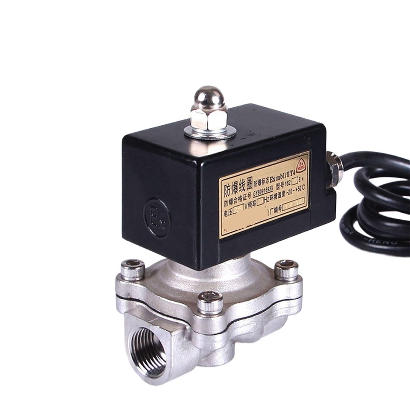 Électrovanne de précision inox 304 NPT 1/2" haute résistance 110V