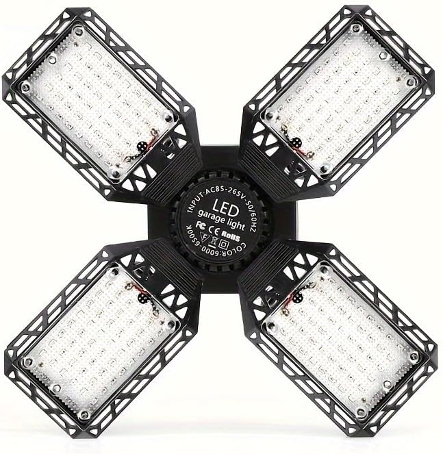 LED Garage Light, 7200LM 6500K Daylight, LED Lights with 4 Adjustable Panels for Garage, Workshop, Warehouse