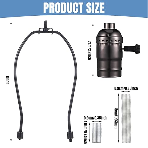 Miniatura 2 de Kit de 2 lámparas para hacer una lámpara, kit de lámpara de mesa, kit de cableado de lámpara de bricolaje con arpa de 8 pulgadas, tubo de lámpara de