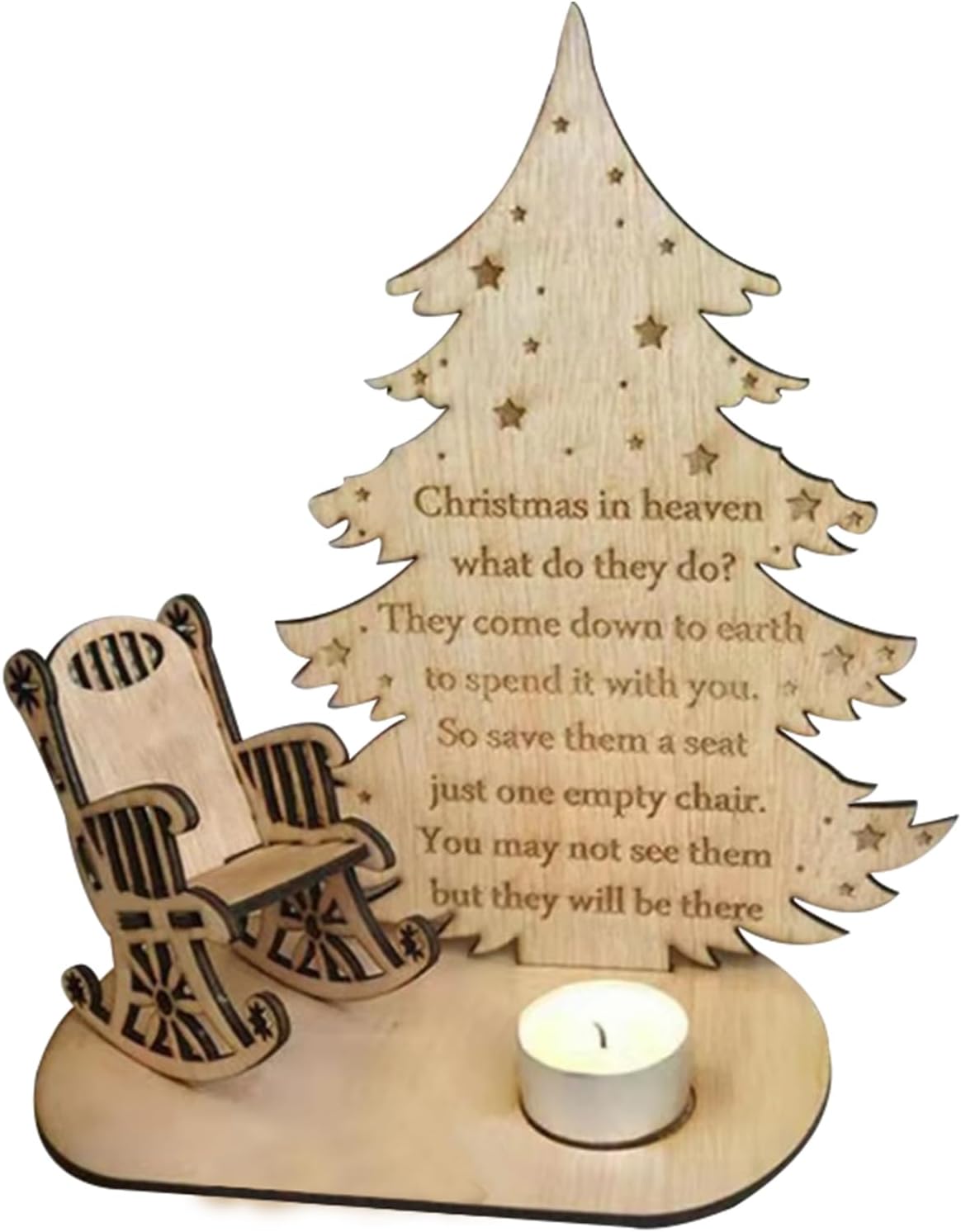 Personalised Rocking Chair Christmas Tree Tea Light Holder with Candle