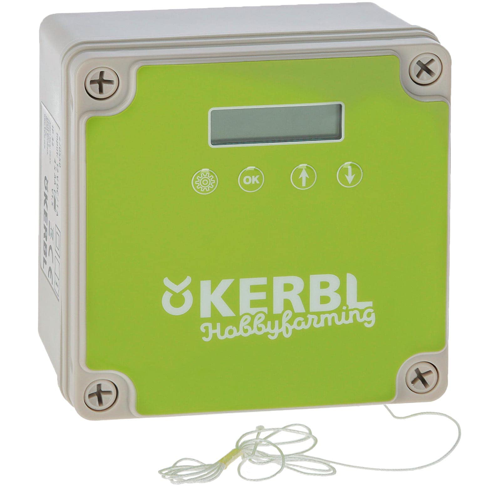 Kerbl, sportello automatico per pollaio con cursore, 43 x 40 cm, apriporta con sensore di luce, timer e manuale, porta di sicurezza per pollo, funzione di ritenuta integrata