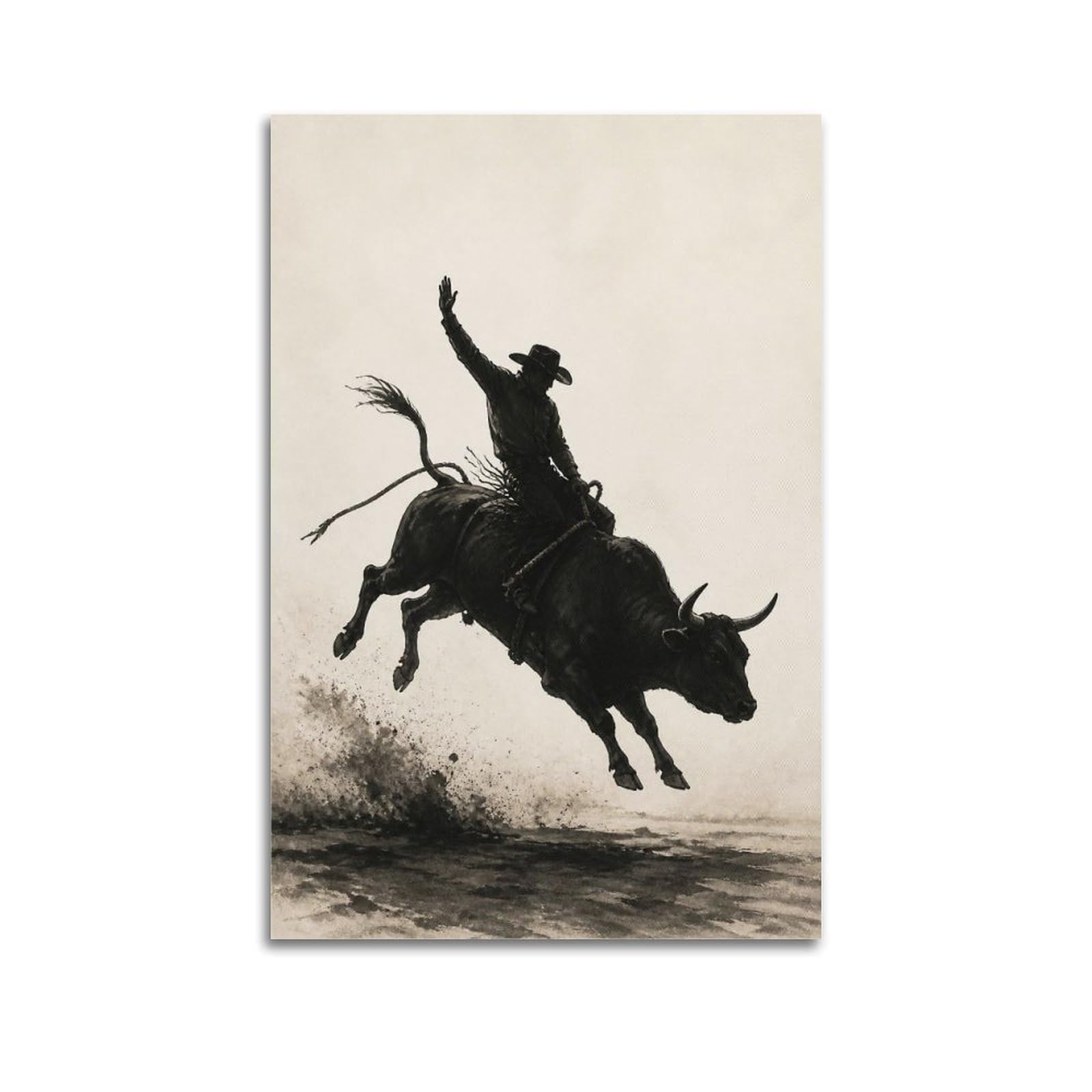 OKAHYS Minimalist Silhouette Rodeo Bull Riding Poster Western Modern Modern Decorative Canvas Prints - Ideal Wall Art for Family, Man Cave, Game Room, Boys & Girls Bedroom 20x30inch(50x75cm)