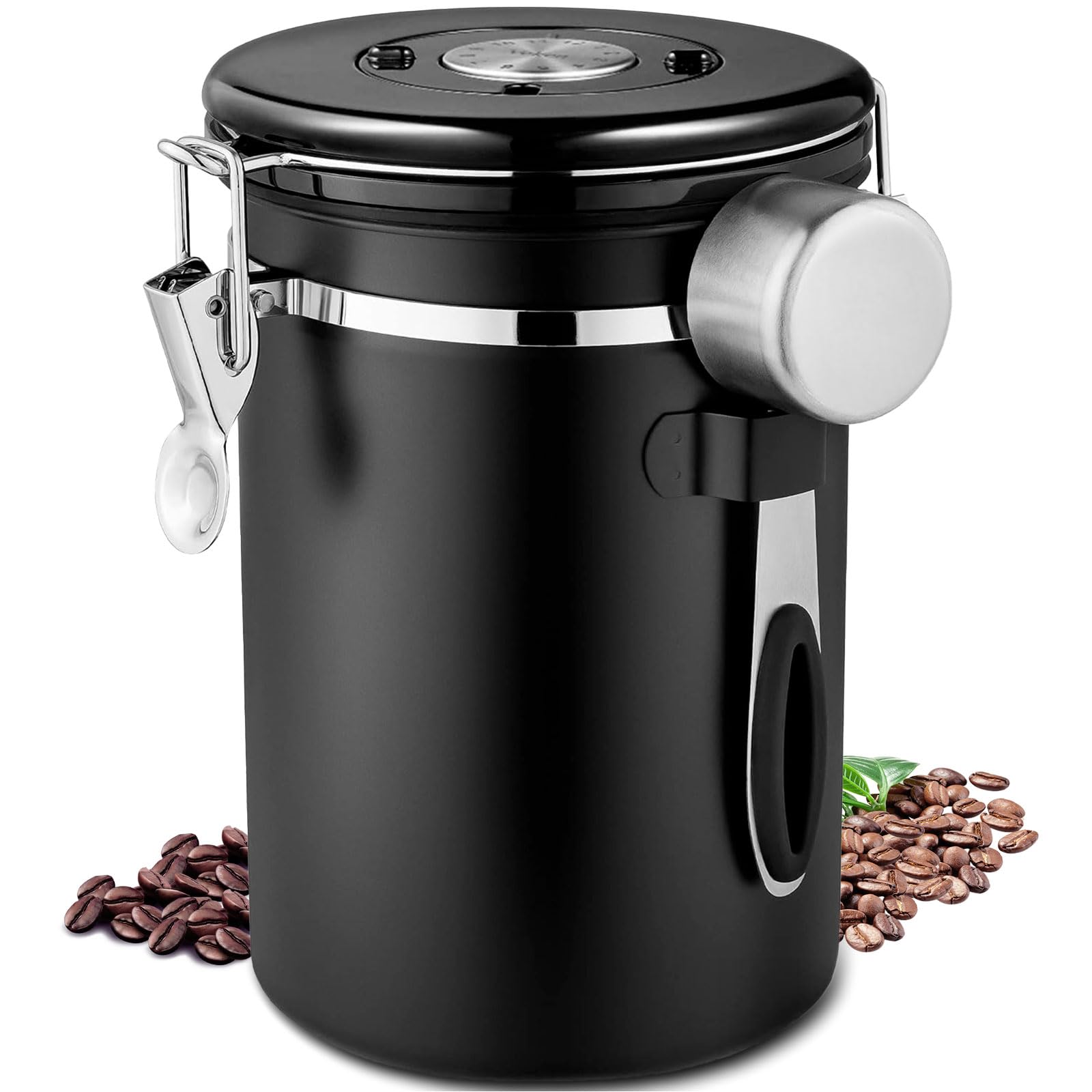 Contenitore Ermetico Sottovuoto In Acciaio Inox Per Alimenti – 900 Ml, Barattolo Rotondo Anti-Umidità Per Caffè, Farina, Zucchero E Spezie