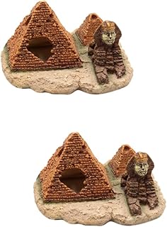 POPETPOP 2 Peças De Adorno Pirâmide Paisagem Réptil Caverna Esconderijos De Tanque Decoração De Resina Abrigo Decorativo Pirâmides Decorações Peixe Escondendo Ornamento Aquário Egípcio