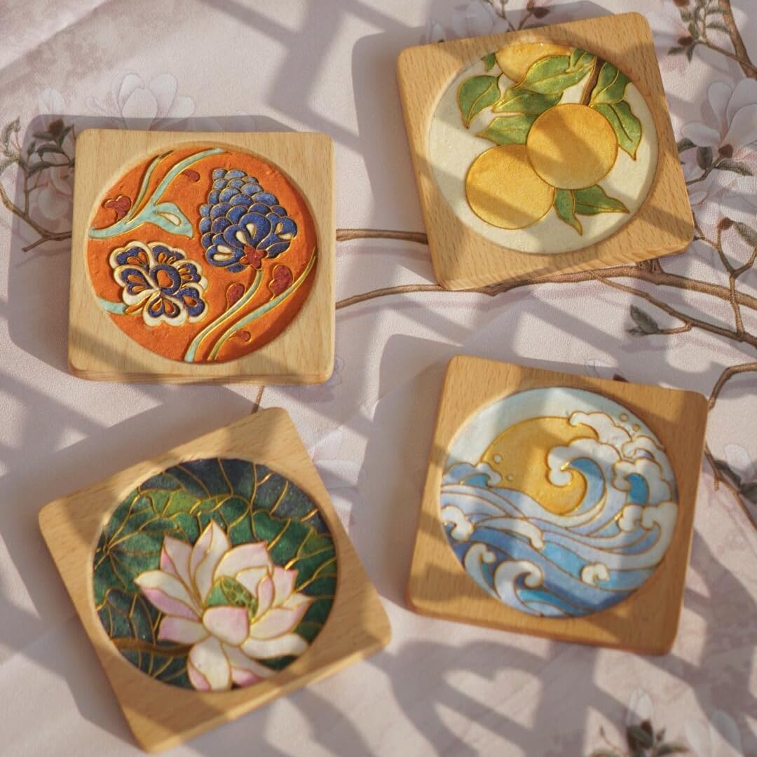 DIY Coasters Craft Kits, Cloisonne Filigree Enamel Art Painting Crafts Coasters Starter Kit, DIY Craft Coasters Supplies for Adults, Hobby for Adults Women Elderly, Handmade Home Decor Gifts image 5