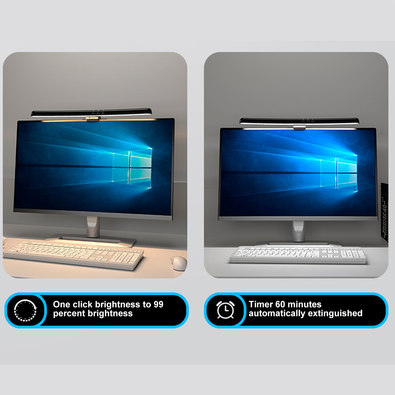 Bewinner Curved Monitor Light Bar, Asymmetric Design Eliminates Glare, Blue Light Filter - Image 4