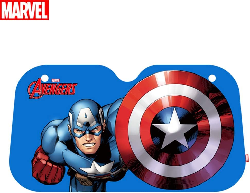 Marvel Avengers Car Windshield Sunshade, Accordion Bubble Front Auto Car Windshield Sun Shade Folding Sun Visor, Captain America