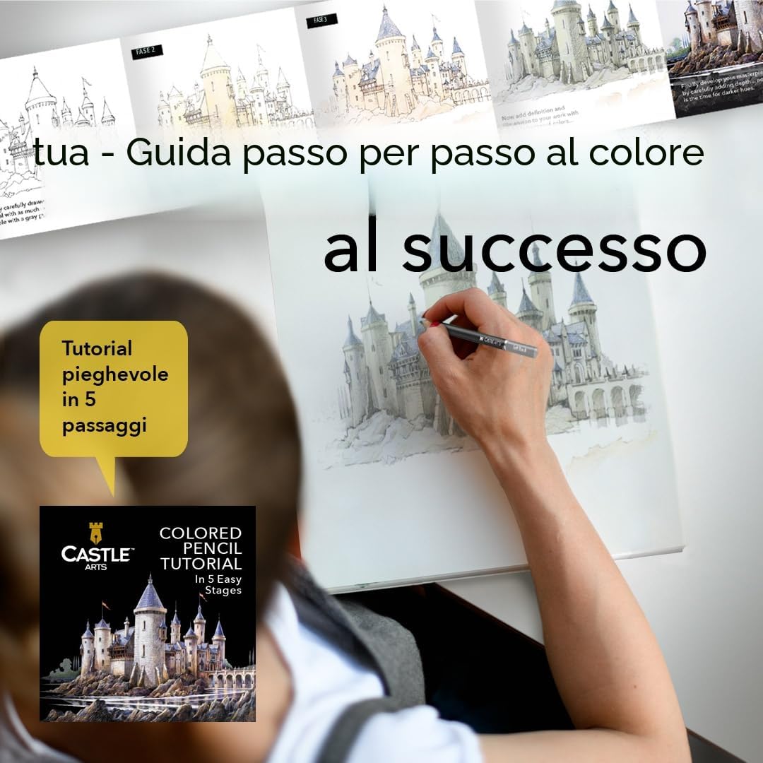Castle Art Supplies 120 Matite Colorate per Artisti, Cofanetto Metallo