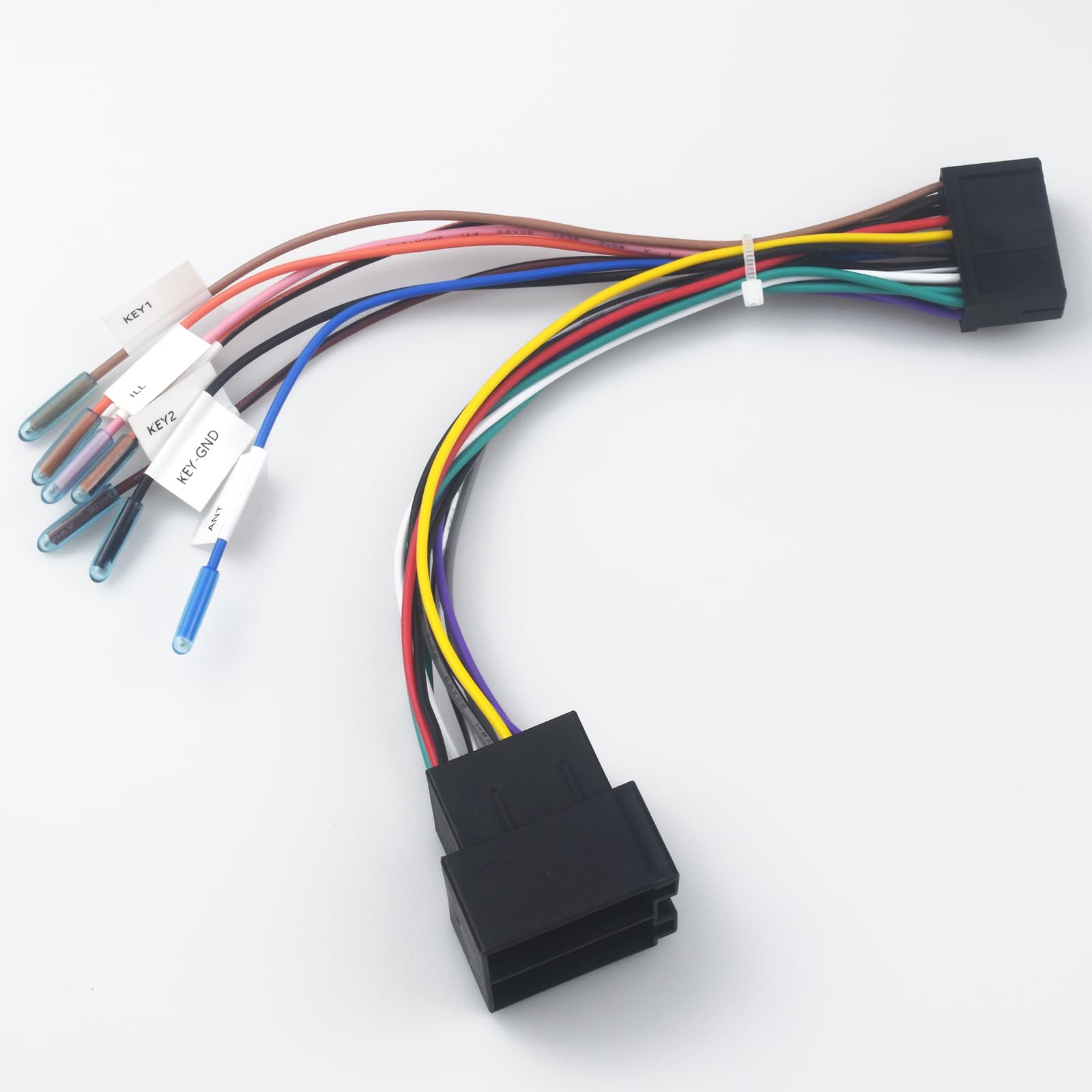 1 x adapter kablowy 20-pinowy do ISO, 20-pinowy adapter do wiązki przewodów, 20-pinowy adapter ISO, zapasowy adapter do radia samochodowego, kompatybilny z kierownicą i liniami sterowania