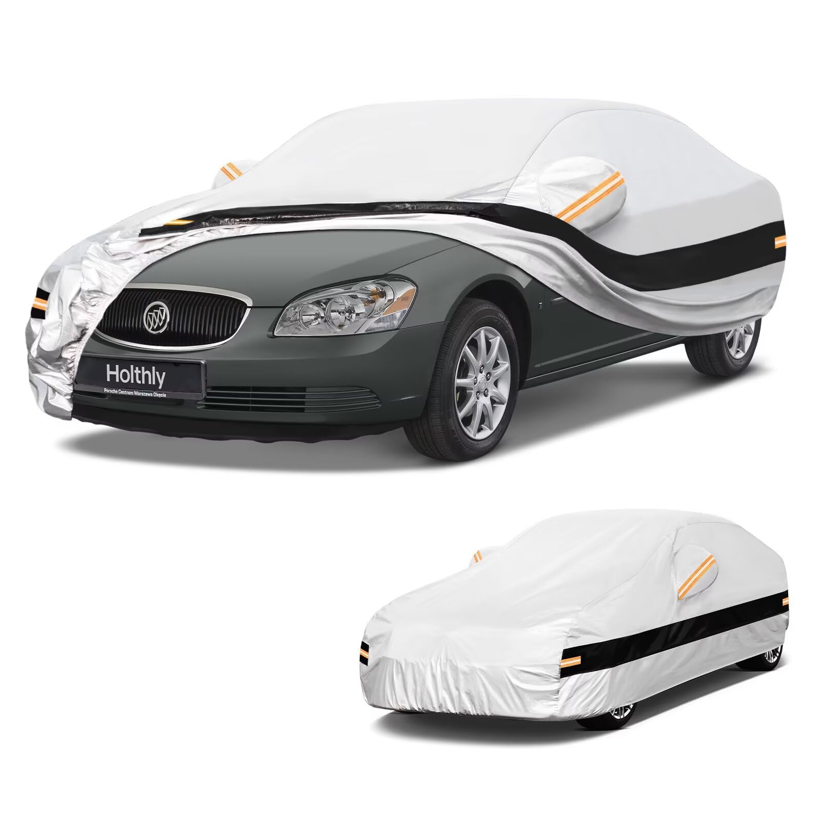 10 Layers Sedan Car Cover Custom Fit for Buick Lucerne (2005-2011), Waterproof All Weather for Automobiles, Outdoor Full Cover Sun Dust Rain Protection with Cotton. Silver