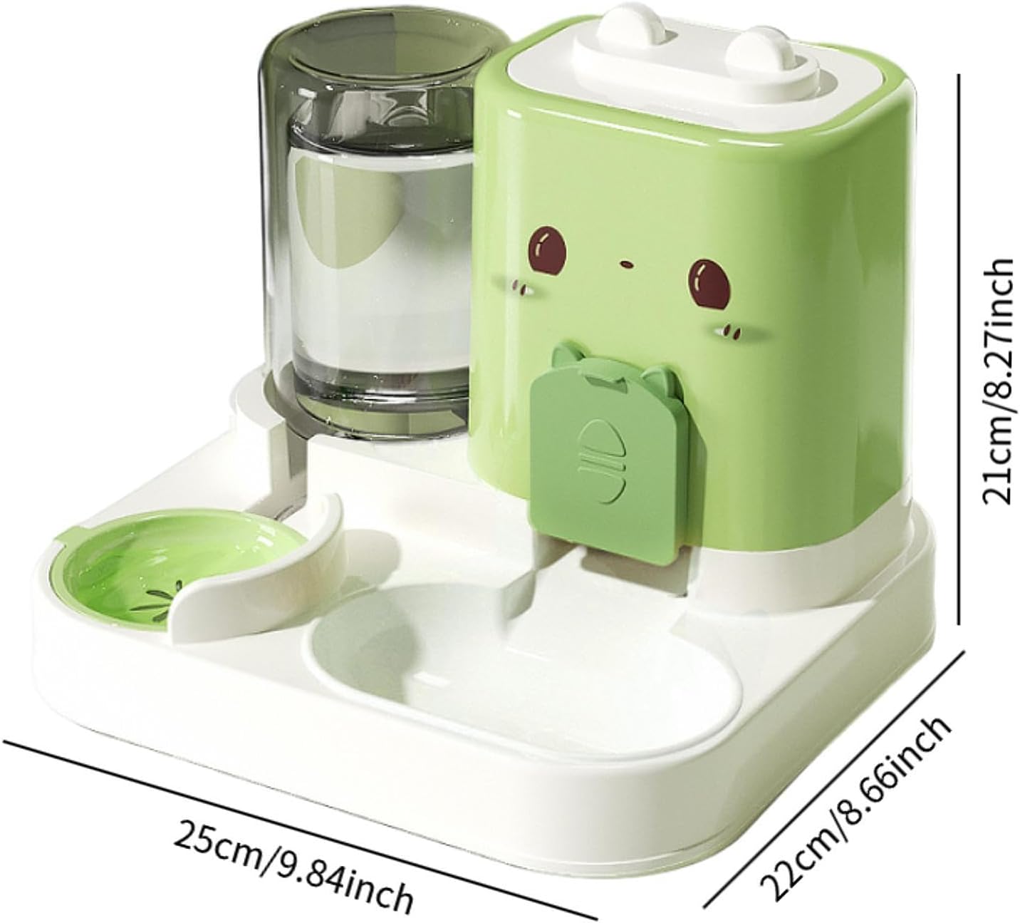 Baoblaze 2 in 1 Automatic Pet Feeder Removable Drinking Household Supplies Water Dispenser Pet Feeding Bowl for Small Dogs Kitten Puppy Bunny Animals, Green