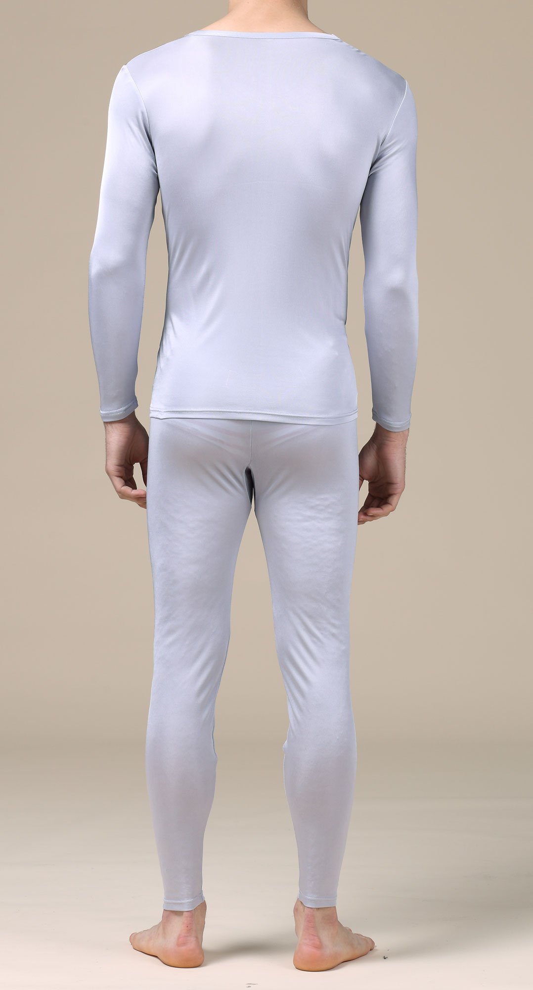Paradise Silk Ensemble caleçon long en tricot de soie pure pour homme avec col en V
