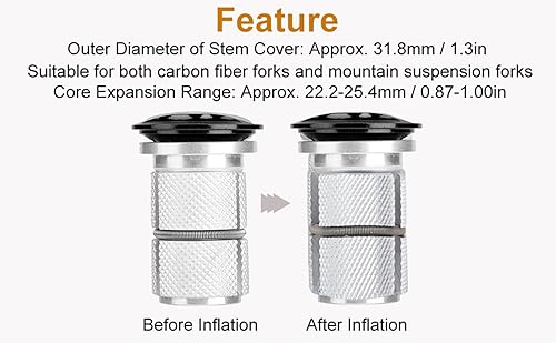 Vista 16 de Tbest Tapa superior de auriculares de vástago de bicicleta, aleación de aluminio Auriculares TopBike Fork Expander Bung