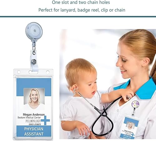 Miniatura 9 de Soporte para tarjetas de identificación de plástico duro, con ranura para pulgar de fácil acceso, estilo vertical, paquete de 2