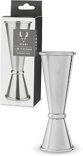Viski Japanese Style Double Jigger for Cocktails, bar kit Essential, 1oz and 2oz with Interior Measurements, Stainless Steel