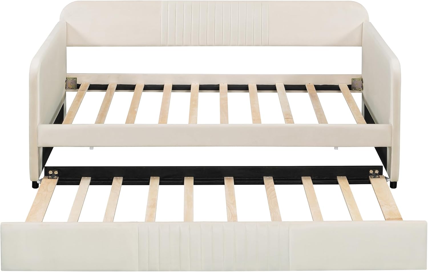 Harper & Bright Designs Upholstered Daybed Sofa Bed Twin Size with Trundle Bed and Wood Slat,Beige