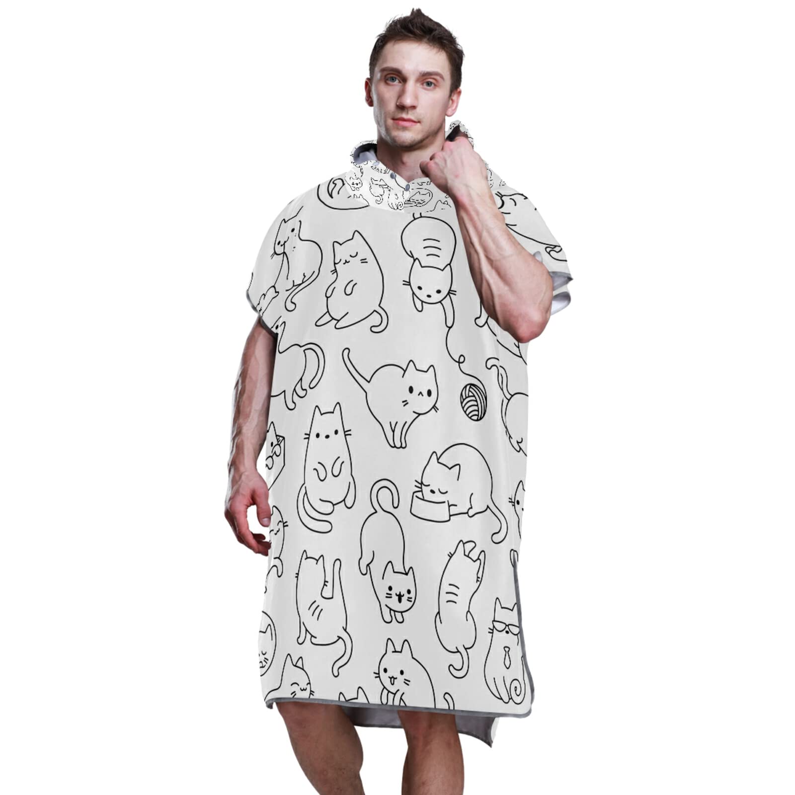 Vestaglia per il cambio di poncho da surf per adulti, con cappuccio e tasca, ad asciugatura rapida, asciugamano in microfibra, per bagno, spiaggia, all'aperto