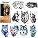 Produktbild Konsait 9 Sheets Wolf Tätowierung Schwarz Tattoo Wasserdicht Tattoo Body Art Aufkleber Fake Arm Tattoos Aufkleber Für Männer Frauen 21X15Cm