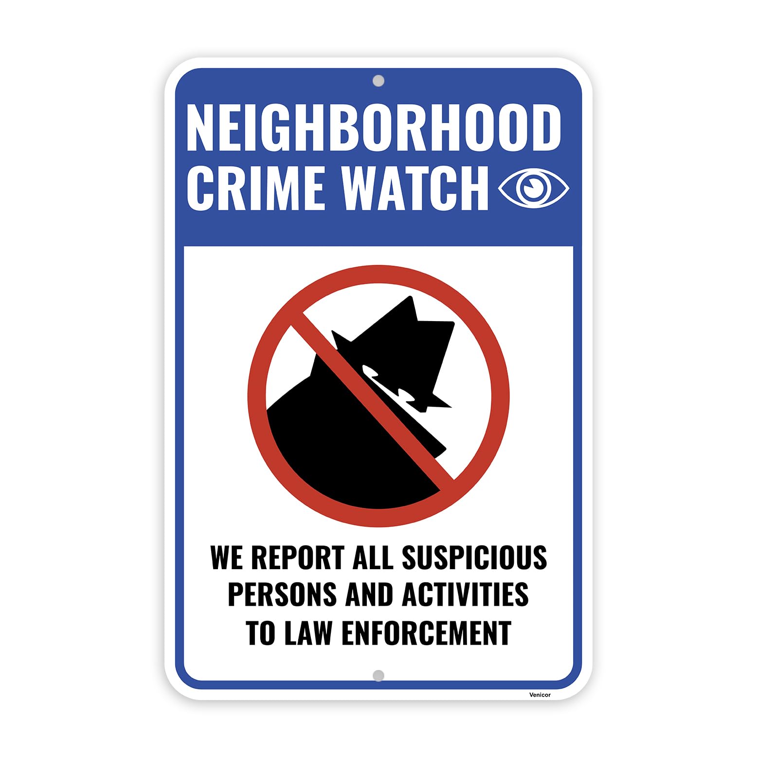 1PC Neighborhood Crime Watch Sign, 18 x 12 Inches - Aluminum - We