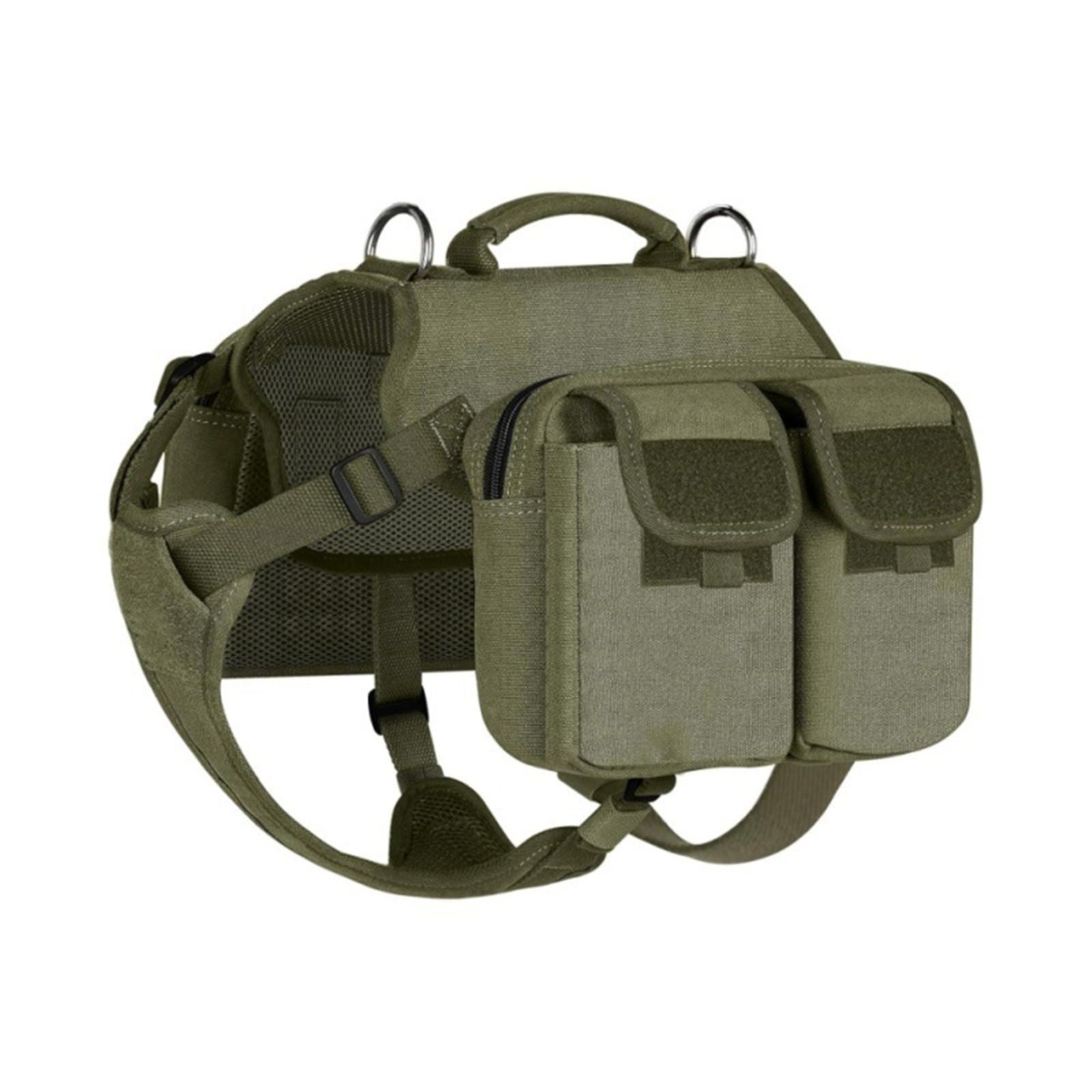Sac à dos tactique multifonction pour chien pour randonnée en plein air – Sac de randonnée durable avec sangles réglables (vert, M)