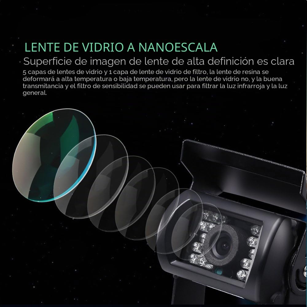 CAMECHO Cámara de Seguridad IR Visión Nocturna sin Línea de Guía sin Cambio de Color, Impermeable, 4 Pines, Conector de Aviación, Cámara de Visión Trasera para Bus/RV/Camión/Remolque