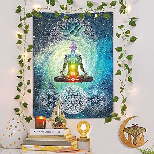 Chakra Vertical Tapestry, Seven Chakra Yoga Meditation Zen Decor Tapestry Wall Hanging For Bedroom, Hippie Lotus Spiritual Tapestries Poster Beach Blanket College Dorm Home (40W X 60H) #TOP4