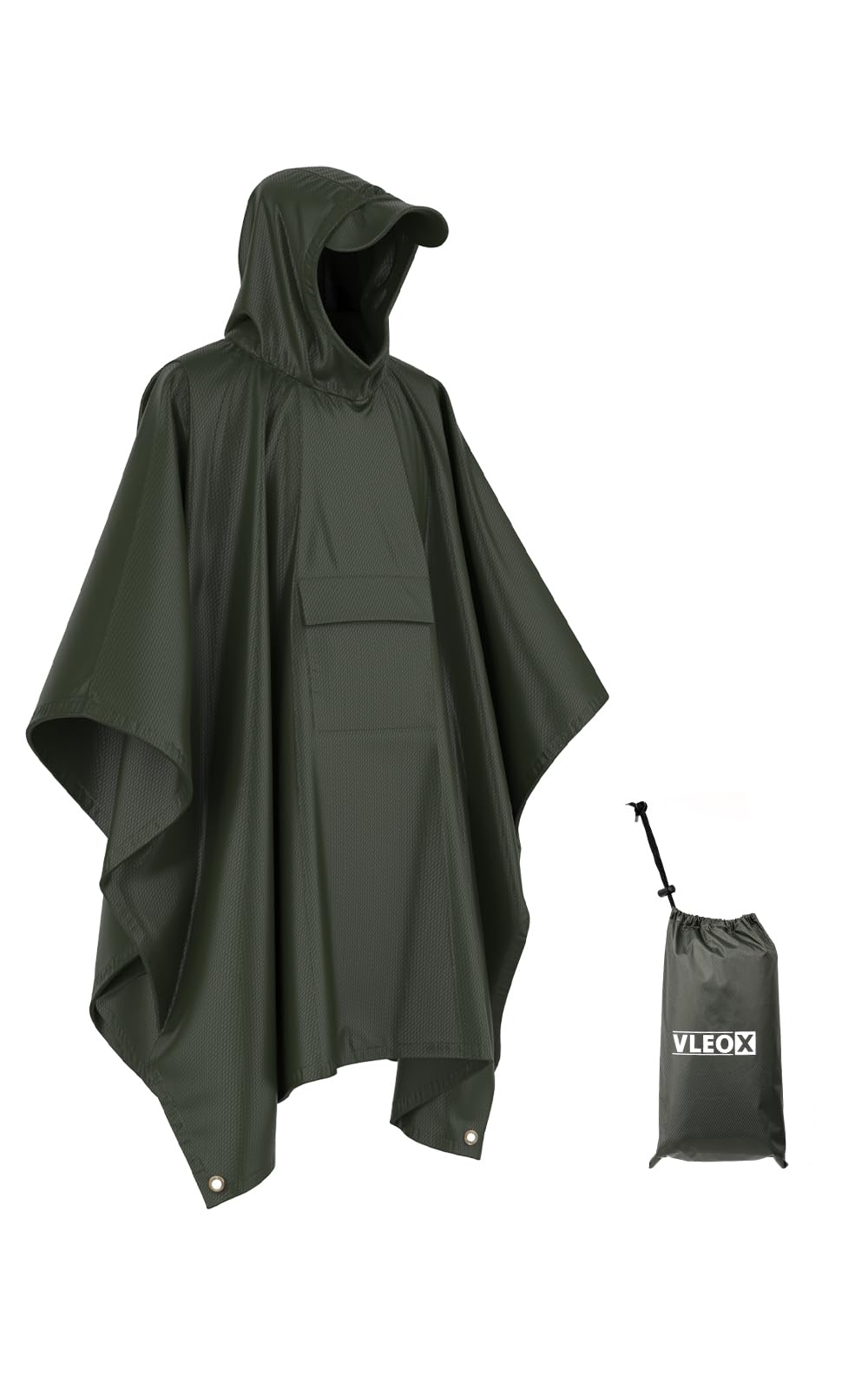 Wasserdichter Regenponcho, Leicht Atmungsaktiv Regencape, Unisex Regencape mit Kapuze, 3-in-1-Multifunktional Regenmantel Regenschutz Regen Poncho für Wandern, Camping, Angeln, Fahrrad