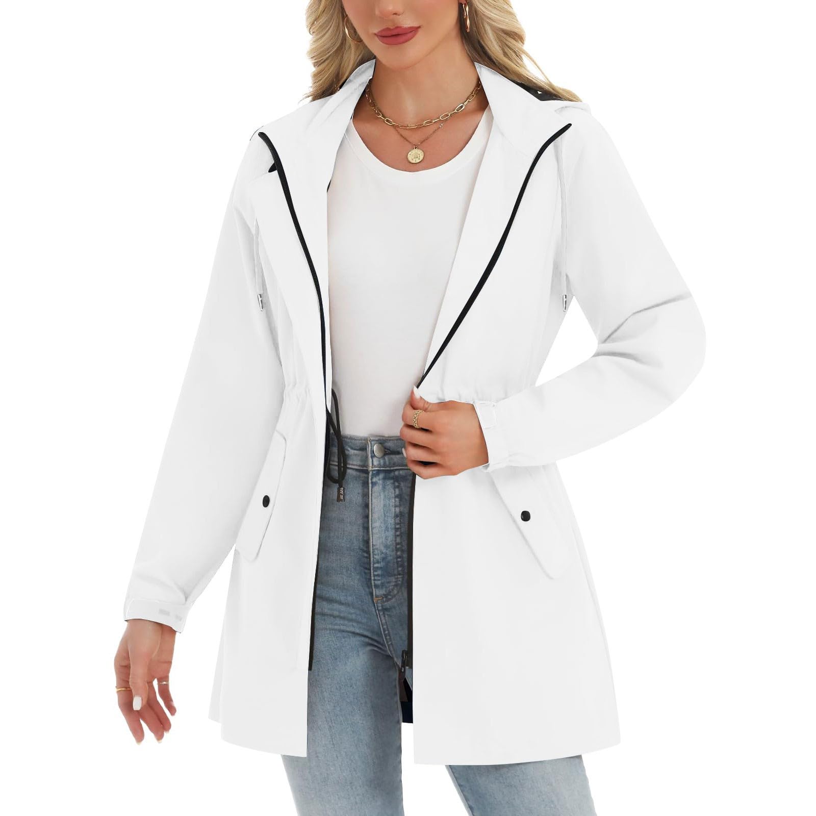 Giacca Antipioggia Traspirante Da Donna, Softshell, Impermeabile Semplice, Ripiegabile Con Cappuccio, A, Per Primavera E Piumino Softshell Donna Invernale Antivento Corsa Transparent