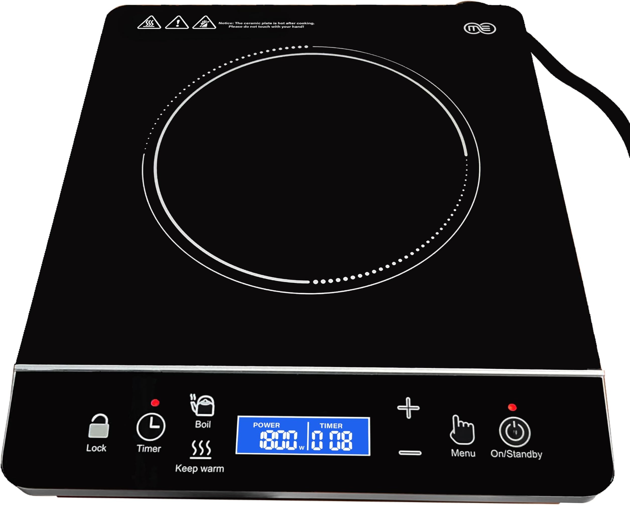 OMEO Portable Induction Cooktop Hot Plate Countertop Burner 1800 Watts Induction Burner with LCD Sensor Touch, LED Display, 10 Temperature Levels, Child Safety Lock, Auto Shutoff Function