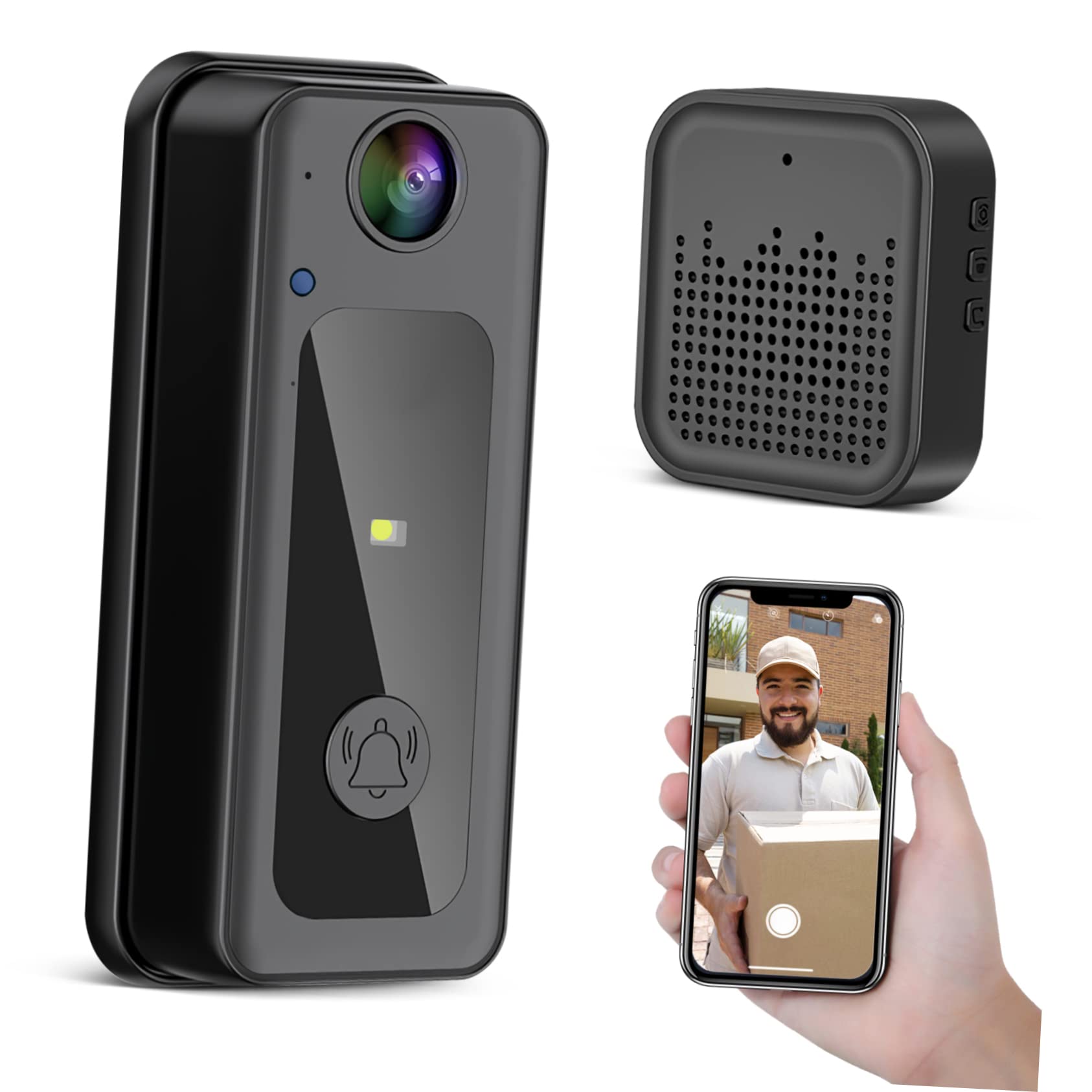 jojofuny 2pezzi Suoneria Wireless Intelligente Con Video Bidirezionale Videocitofono Wifi Per e
