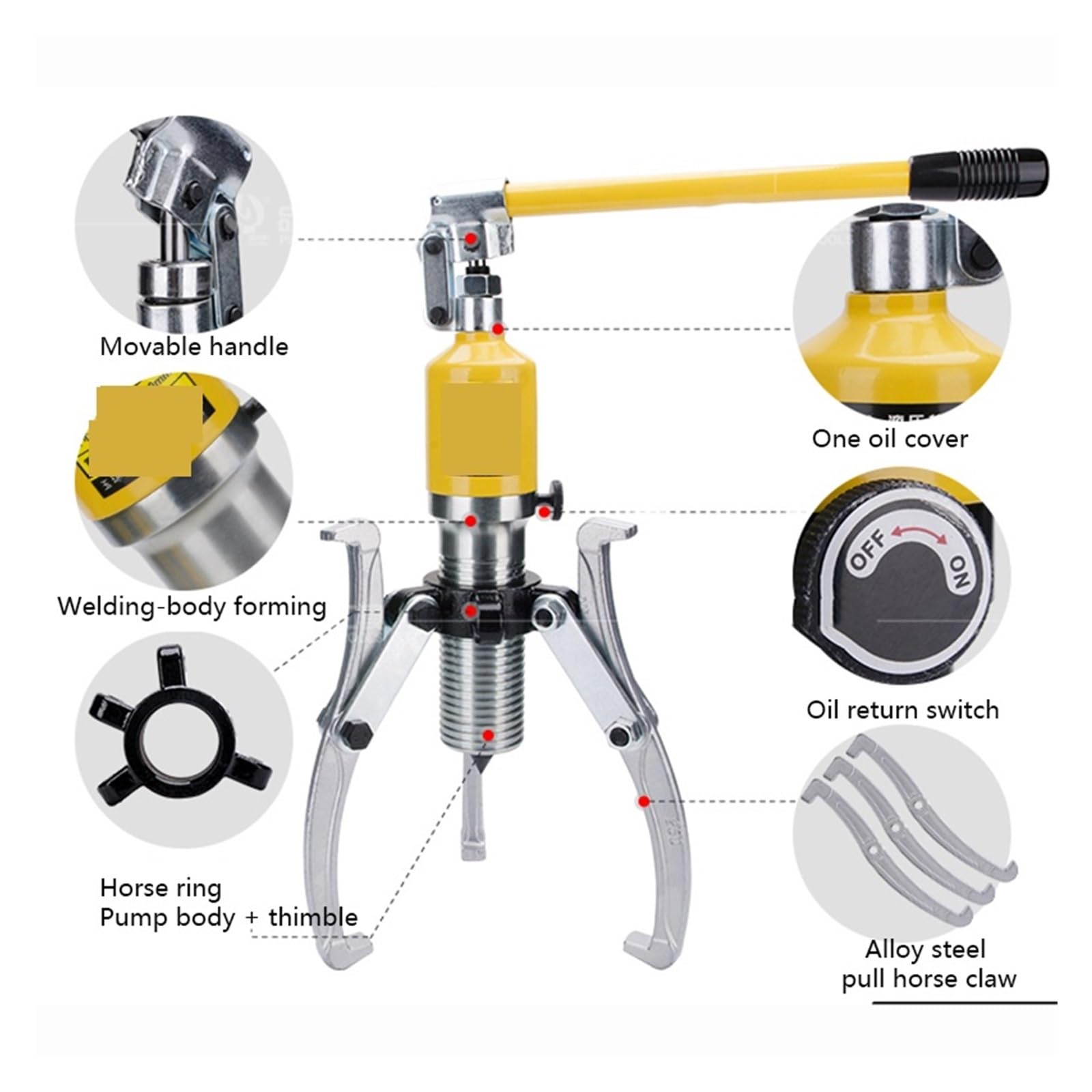 Extractor hidráulico neral 5T, extractor de rodamientos, extractor Convertible de dos mandíbulas y tres mandíbulas, herienta de extracción de patas de varilla de polea de engranaje Construido para dur