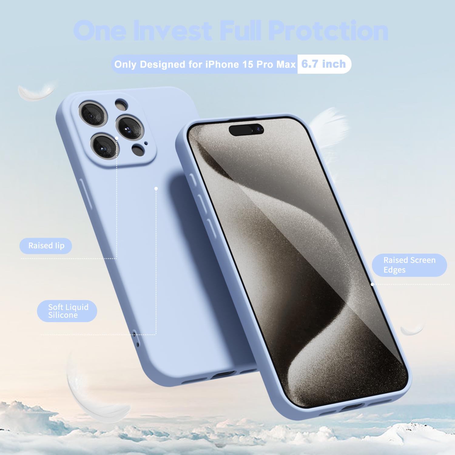 oakxco for iPhone 16 Pro Max Case Liquid Silicone, Soft Rubber Gel Elegant Aesthetic Basic Simple Cover, Cute Thin Slim TPU Matte Solid Color Plain Smooth Case for Women Girl, Light Pink — view 1356