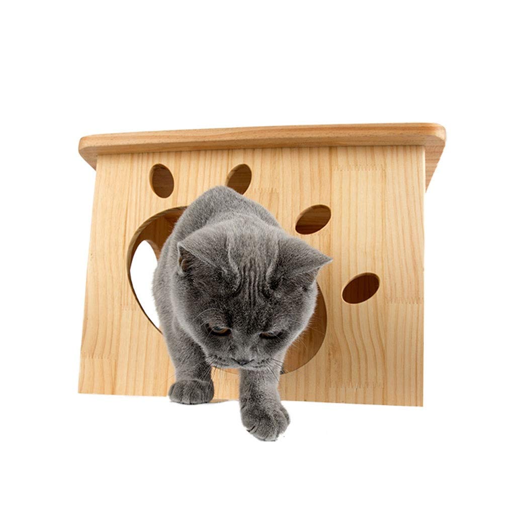 ZAW Kratzbaum Cat Klettergerüst Katzentoilette Baum Verkratzen Spalte Katze-Spielzeug Jumping-Plattform Multi-Layer-Massivholz-Katzenbedarf Katzenbaum Kratzbäume (Color : Wood Color)