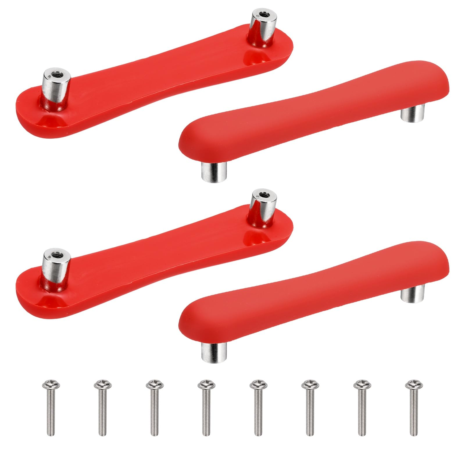 sourcing map 4 Pcs Cabinet Knobs, Long Strip Soft Silicon Cabinet Handle Double Hole Drawer Pulls with Screws Cartoon Dresser Knob for Decoration Bedroom Wardrobe Dresser Drawer Nursery, Red