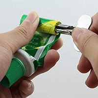 Vista 7 de Exprimidor de pasta de dientes, 3 paquetes de exprimidores de tubo de pasta de dientes de metal inoxidable, exprimidor de dientes enrollables
