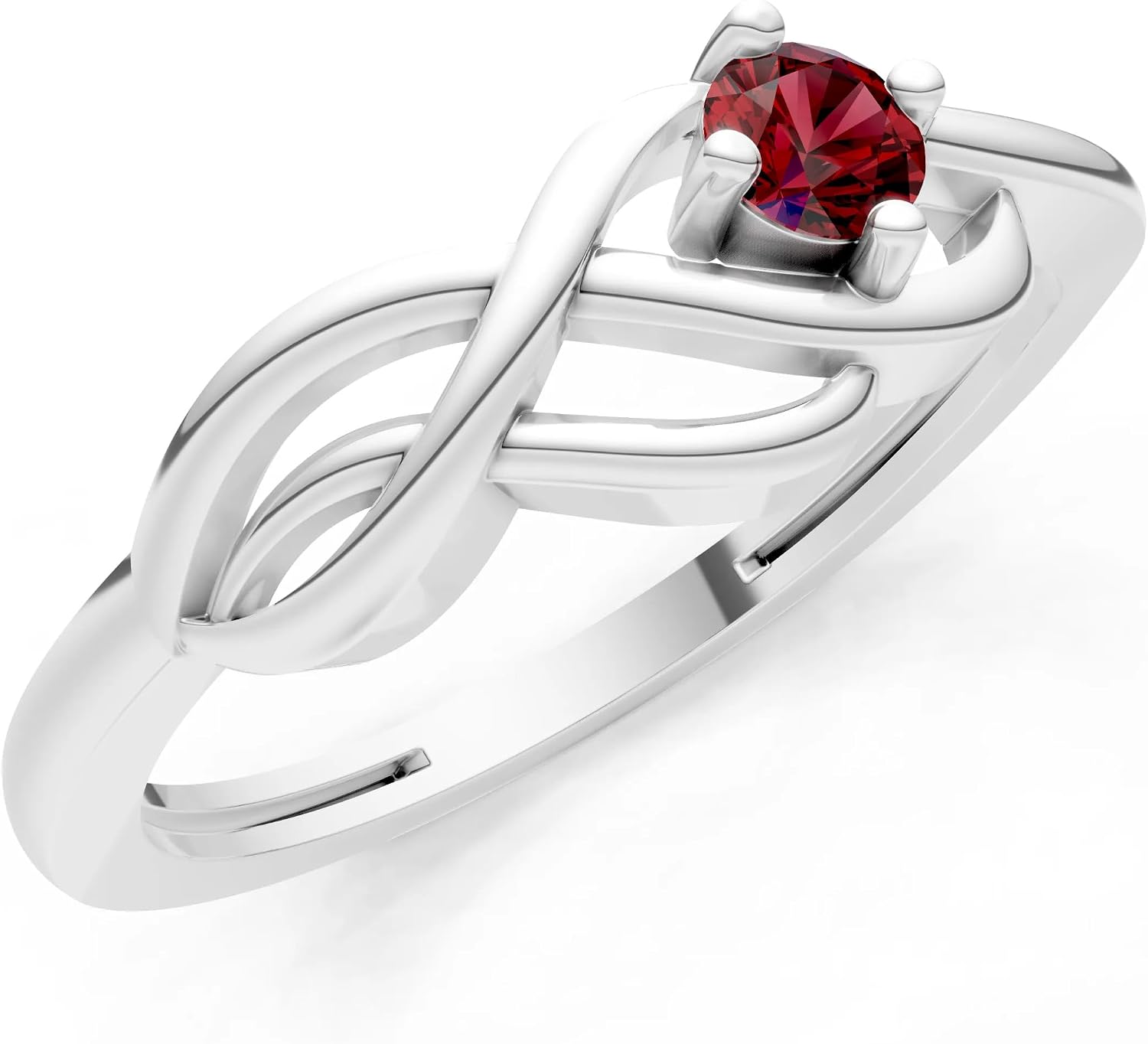 PEORA Round Cut Garnet Stackable Band Available in Solid 10K, 14K or 18K Ring – White, Yellow or Rose Gold