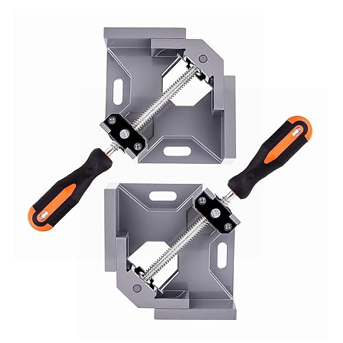 WYQYQ 2pcs Corner Clamp - Right Angle 90 Degree Wood Clamps For Woodworking, With Adjustable Swing Jaw Aluminum Alloy Frame, For Welding, DIY Woodworking